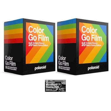 Imagem de Polaroid Originals Go Instant Color Film - Moldura preta - para a câmera Polaroid GO - 2 pacotes duplos com pano (32 fotos)