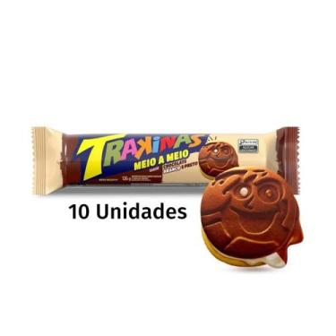 Imagem de Kit 10 Trakinas 126g por sabor, 10x Meio a Meio Chocolate Ao Leite e B