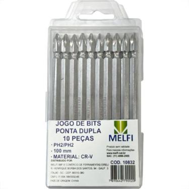 Imagem de Ponteira Para Parafusadeira Melfi Ponta Dupla Phillips 100Mm Com 10 Pe