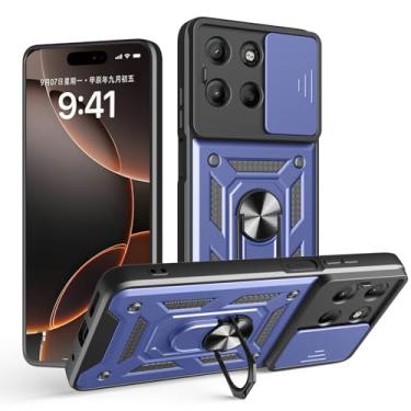 Imagem de Kukoufey Capa compatível com Motorola Moto G15, com capa de lente de câmera deslizante compatível com Motorola Moto G15 4G capa azul