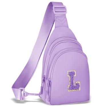 Imagem de ZLFSRQ Pequena bolsa tiracolo com inicial para mulheres, linda bolsa de peito com letras personalizadas, pochete transversal, G