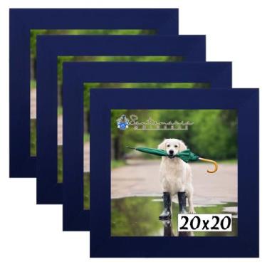 Imagem de Kit 4 Porta Retrado Molduras 20x20 Azul - Santamaria Molduras