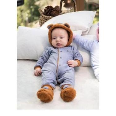 Imagem de Conjunto Macacão Duplo Pelo Bebê Capuz Pantufa Paraiso 14512-Masculino