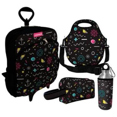 Imagem de Kit Escolar Infantil Mochila de Rodinha + Lancheira Térmica + Necessaire Plus + Squeeze de Alumíni-Unissex