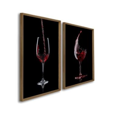 Imagem de Quadros Decorativos Dupla Taças de Vinho Elegância e Sofisticação para Sala, Cozinha e Áreas Gourmet (Madeira, 60x90, S/Vidro)