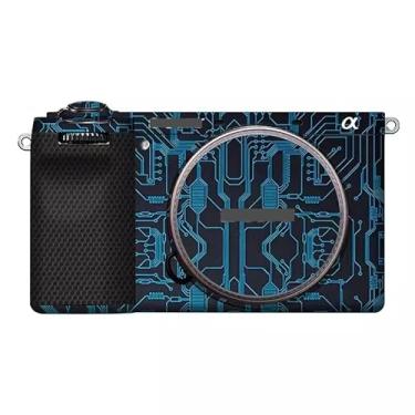 Imagem de Adesivo de corpo de câmera Alpha 6700 película protetora de vinil decalques acessórios para Sony A6700 (azul circuito)