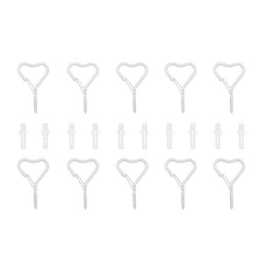 Imagem de JianLing 10 peças Love Q Shape com fecho de segurança, gancho de metal, 57 x 35,5 mm, à prova de vento, para pendurar no teto, aberturas para luzes externas, plantas, ganchos de casa de pássaros,