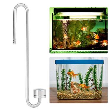 Imagem de TOPINCN Difusor de CO2, contador de bolhas atomizador de CO2 de aço inoxidável com tubo de conexão em forma de U, difusor de O2, reator de aço inoxidável para plantas de aquário, grama aquática (20 cm
