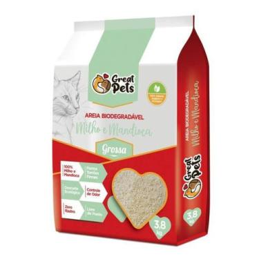 Imagem de Areia Sanitária Grossa Gatos Biodegradável Mandioca Milho 3,8Kg - Grea