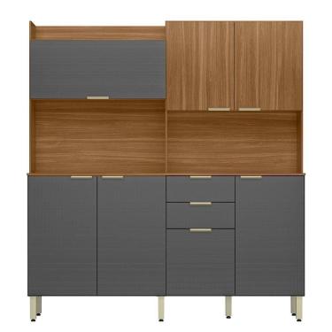 Imagem de Cozinha Compacta Pitaya 7 Portas E 2 Gavetas Amêndola Touch Grafito Prime Tx Demóbile