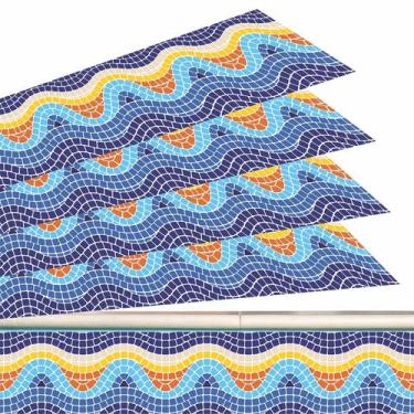 Imagem de Adesivos Piscina Vinílico Mosaico Ondulado Colorido 100x20cm - Resitan