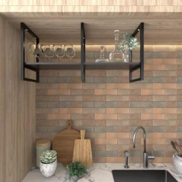 Imagem de Prateleira Industrial Suspensa Teto Cozinha pratileira prateleira mdf 