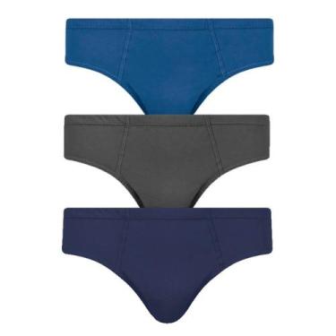 Imagem de Kit 3 Cuecas Masculina Algodão Slip Tradicional - HAVAIANAS, Azul, M