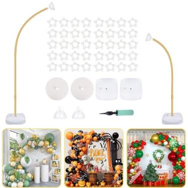 Imagem de OurWarm 9.35Ft & 6Ft Gold Balloon Arch Stand, Free Bending Shape Balloon Arch Kit, Half Arch Balloon Stand with Base for Floor, Ideal for Wedding Birthday Baby Shower Graduation 4th of July Decoration