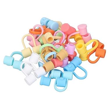 Imagem de Couvercles de paille, capuchons réutilisables en silicone, couvercles à pointes mignonnes, accessoires de cuisine à domicile pour pailles, cadeaux de fête sur la plage d'été (24 PCS Rainbow)