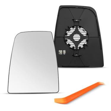 Imagem de SNEMEEY Substituição do espelho lateral do motorista para Ford Transit T150 T250 T350 2014-2020, vidro superior do lado esquerdo, espelho retrovisor convexo aquecido com placa de suporte para Ford