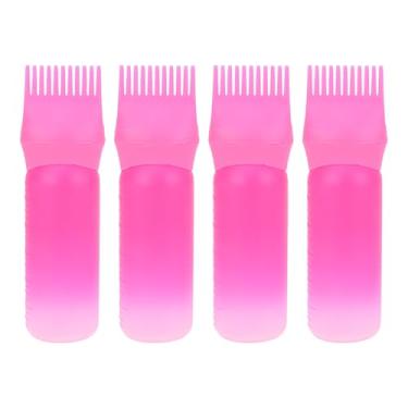 Imagem de Frasco aplicador de pente de raiz, frasco aplicador de tintura de cabelo de 4 peças com pente e escala graduada, pincel aplicador de tintura de cabelo para pente de raiz de