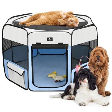 Imagem de X-ZONE PET Canetas portáteis de brincar para cães, gatos, coelhos, pintinhos, barraca dobrável para exercícios, canil, viagem, acampamento, azul, grande
