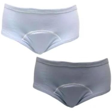 Imagem de Calcinha Geriatrica Protetora Incontinência Urinaria Absorvente Algodão Segura Escapes Urina kit 2un Branco Cinza (G)