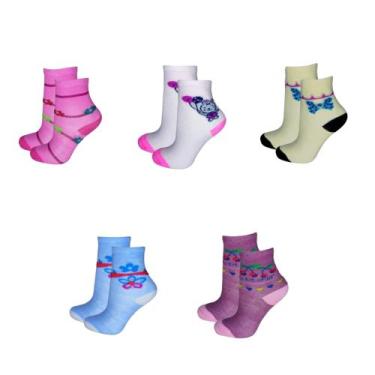 Imagem de Kit 12 Pares Meias Bebê Infantil Juvenil Feminina Menina Cano Curto/Lo