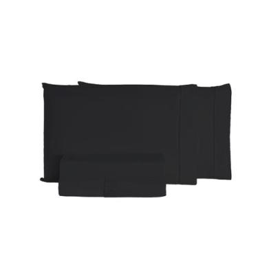 Imagem de Jogo de Lençol Queen 400 Fios Percal 4 Peças - ESSENCIA DO LAR, Preto