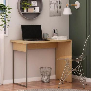 Imagem de Mesa Escrivaninha 100cm p/ Quarto c/ Lateral Metal 100% MDF - GenialFl