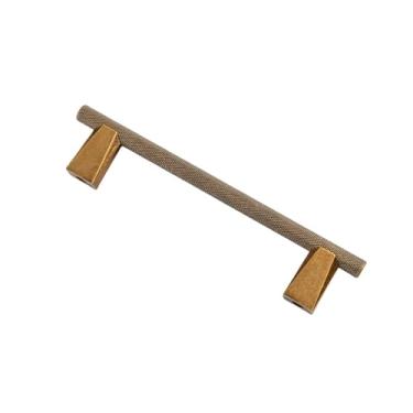 Imagem de Puxadores de latão antigo serrilhados, puxadores de barra de armário serrilhados com suportes triangulares em blocos, puxadores retrô para ferragens de cozinha, 8961RB, 128 mm, 6 peças