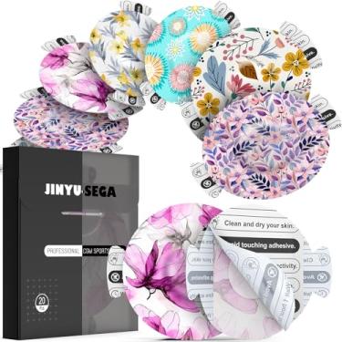 Imagem de Capas de sensor para Libre 3 à prova d'água - 20 peças de adesivos para Libre 3, com suporte pré-cortado de aba fácil de descascar, fita de sensor CGM para 10 a 14 dias floral
