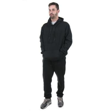 Imagem de Conjunto Moletom Masculino Calça Preta e Blusa de Moletom Frio cor Pre