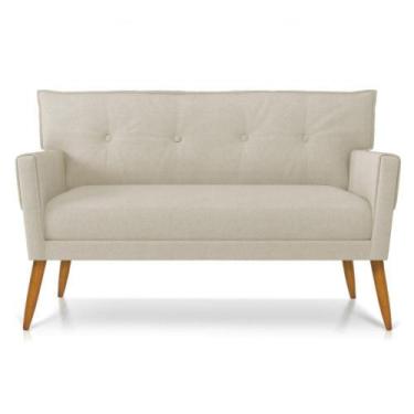 Imagem de Namoradeira Linho Pés Palito Castanho Cor Grosso Bege - DROSSI