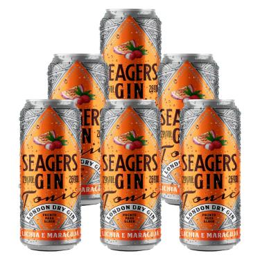Imagem de Gin Tônica Seagers Lichia e Maracujá Lata 269ml 6 Unidades