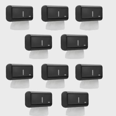 Imagem de Kit 10 Dispenser Toalheiro Porta Papel Toalha Urban Compacto Preto Premisse