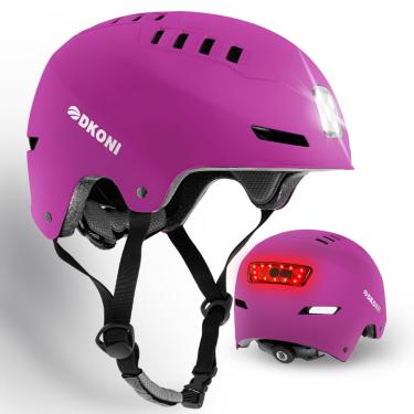 Imagem de Capacete de bicicleta dkoni com luzes LED USB recarregável rosa