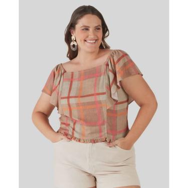Imagem de Blusa Cropped Plus Size Xadrez em Viscolinho Malwee