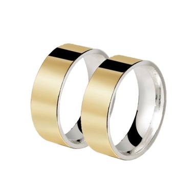 Imagem de Aliança Base de Prata Quadrada Ouro 18k 750