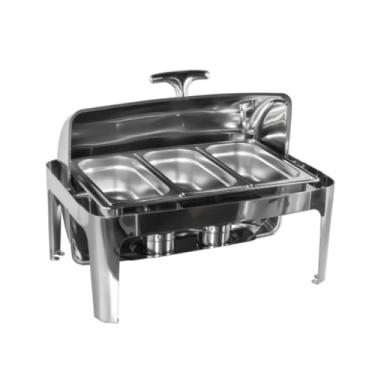 Imagem de Rechaud inox 3 cubas 13 Litros Banho-maria tampa giratória basculante Richoa