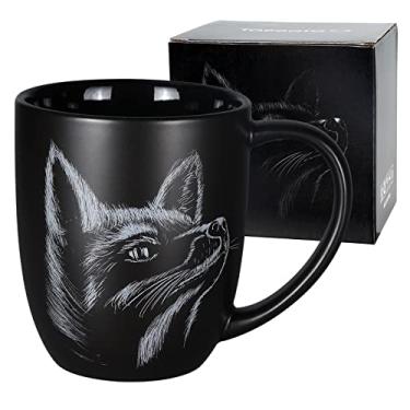 Imagem de ToCooTo Fox Ceramic Coffee Mug 14oz Novelty Tea Mug Fox Lover Mug Personalized Christmas Housewarming Holiday Birthday Gifts for Men Women Mom Dad Kids Teacher and Best Friend Black_AB