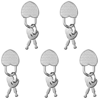 Imagem de Pacote com 5 mini cadeados, pequenos fechamentos com chaves, pequenas fechaduras de bagagem para viagem, diário, joias, mochila, caixas (coração, 5)