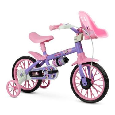 Imagem de Bicicletinha Infantil Minnie Aro 12 Menina com Rodinha - Nathor