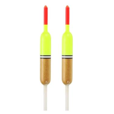 Imagem de PATIKIL Plataformas de pesca flutuantes de 6 cm, pacote com 2 boias ovais, boias de pesca, acessórios de pesca com corpo flutuante de madeira balsa para equipamentos de pesca em água doce, vermelho