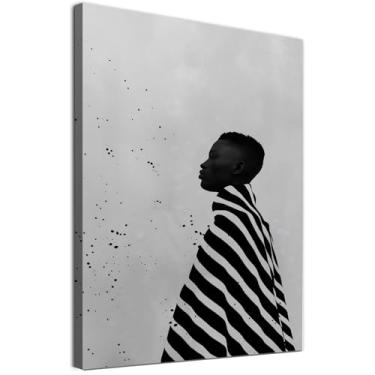 Imagem de Arte de parede em tela afro-americana pintura de pessoas em preto e branco moda moderna pôster abstrato pessoas arte de parede retrô estética minimalista pintura retrato homem negro 40 x 61 cm sem