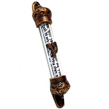 Imagem de (Red bronze crown) - Silver / red bronze plated crown cover 13cm Mezuzah & scroll, Judaica Israel gift Jewish door Mezuza from Jerusalem (Red bronze crown)