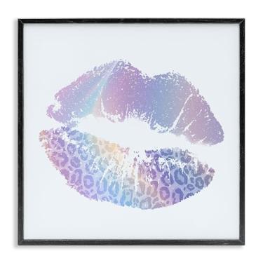 Imagem de Stupell Industries Batom roxo arco-íris preto emoldurado arte giclée, design por Kim Allen, 17 x 17