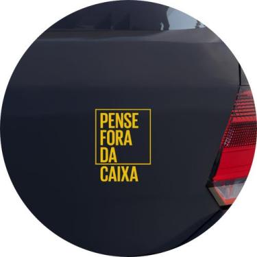 Imagem de Adesivo de Carro Pense Fora da Caixa - Cor Amarelo - Melhor Adesivo, A