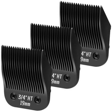 Imagem de YAZIYIR Pacote com 3 lâminas de aço removíveis 3/4HT, compatível com Andis, Oster A5, Wahl série KM-10, comprimento de corte 19 mm (preto)