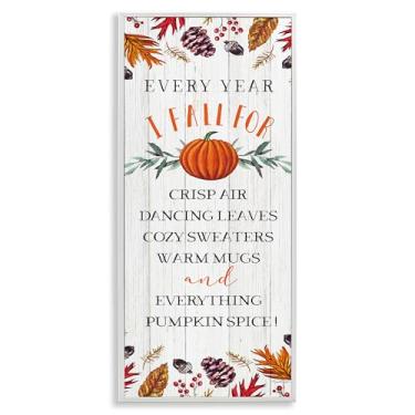 Imagem de Stupell Industries Every Year Favorite Fall Things Arte giclée emoldurada branca, design por Elizabeth Tyndall, 25 x 61 cm