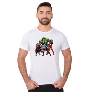 Imagem de Camiseta Manga Curta dos Vingadores Heróis Infantil e Adulto Malha Lev