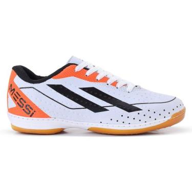 Imagem de Chuteira Futsal Messi Branca Leve e Confortável para Quadra e Salão  S