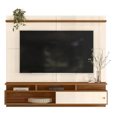 Imagem de Painel para TV Morretes, Suspenso, até 70 Polegadas, 180cm, Madeira e Off White (OFF WHITE/AMENDOA)