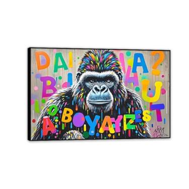 Imagem de Macaco gorila animal pintura inspiradora imagens pôsteres impressões arte grafite decoração de parede imagem de macaco banksy arte de parede para sala de estar escritório decoração de parede 60 x 40